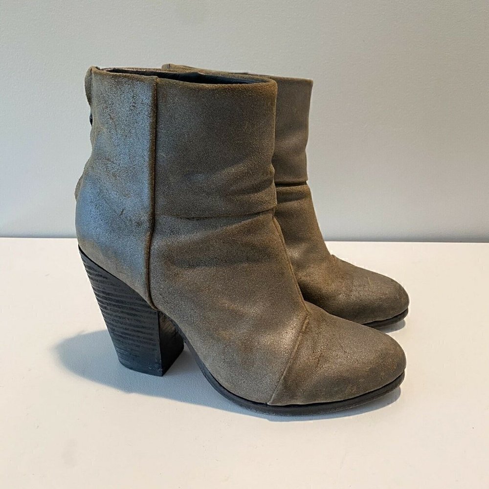 Rag & Bone Newbury Brown Waxed Leather Boots 8